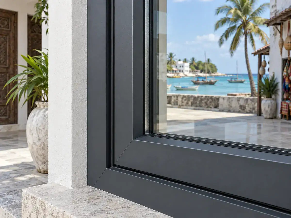 Grey anthracite aluminium finish sample