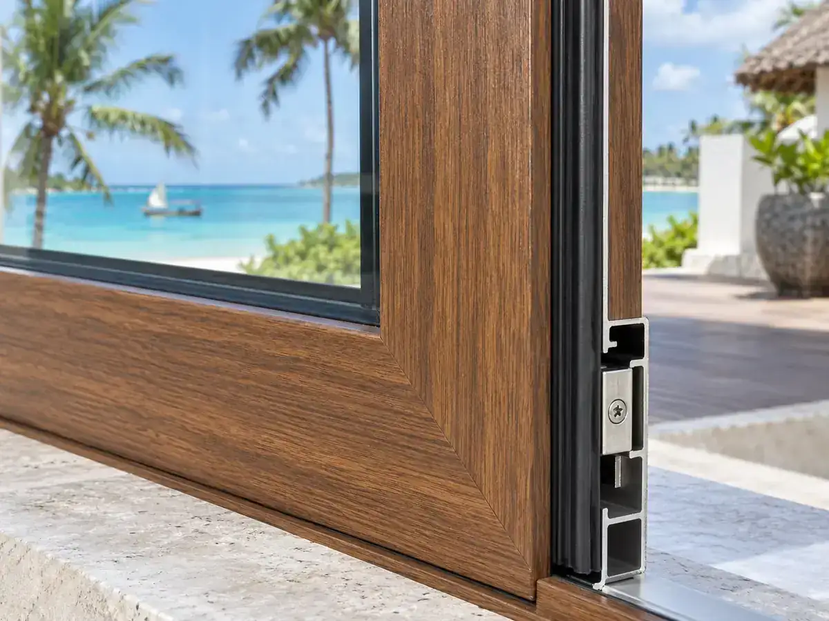 Wood-grain aluminium finish sample