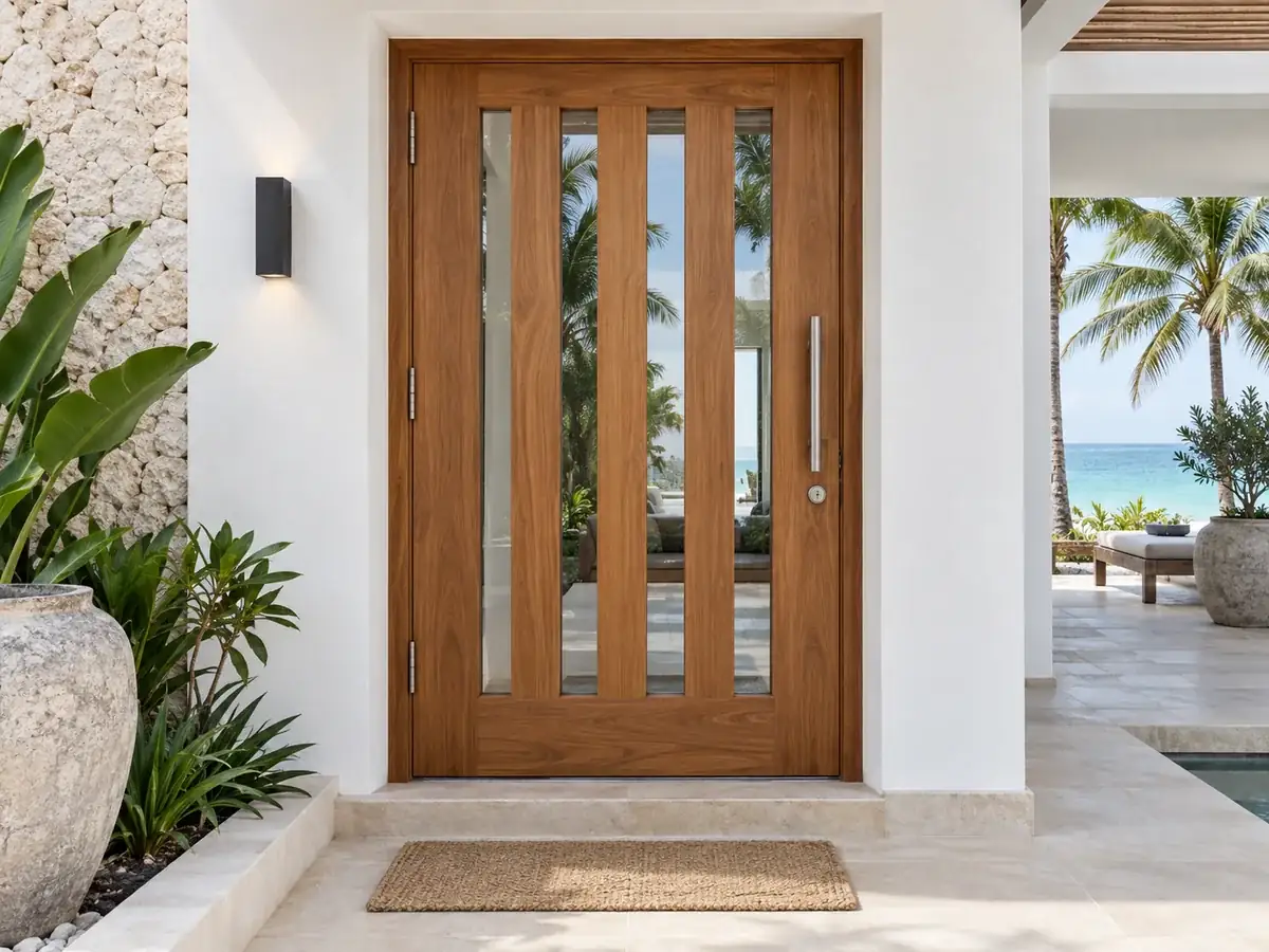 Wood and Glass Entrance Door