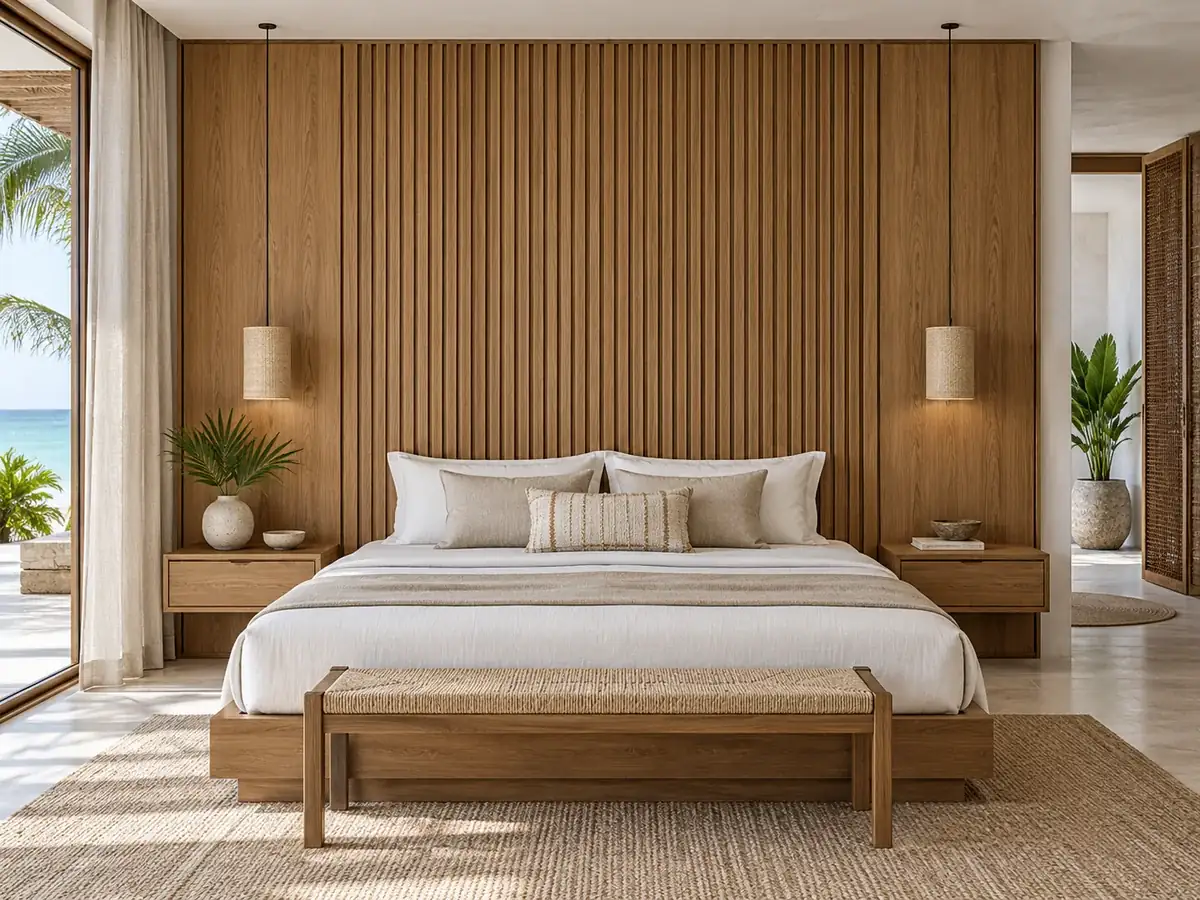 Full Wall Wooden Headboard