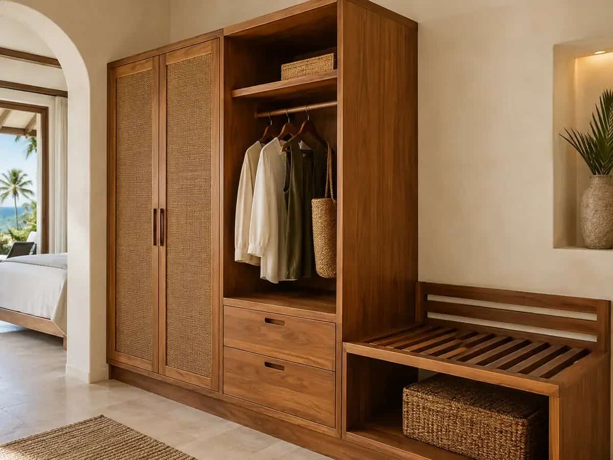 Combined hotel wardrobe and luggage rack