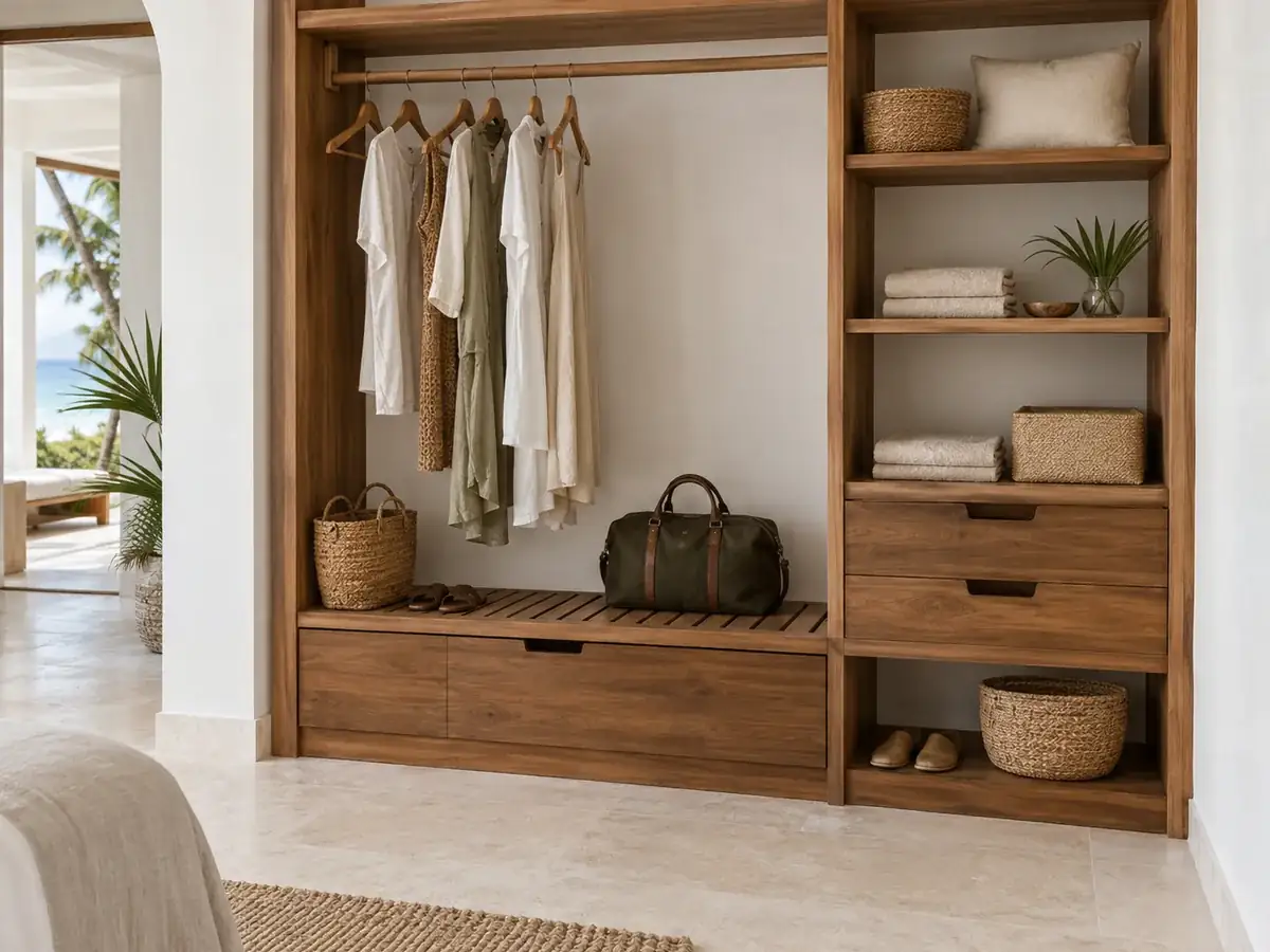 Open hotel wardrobe