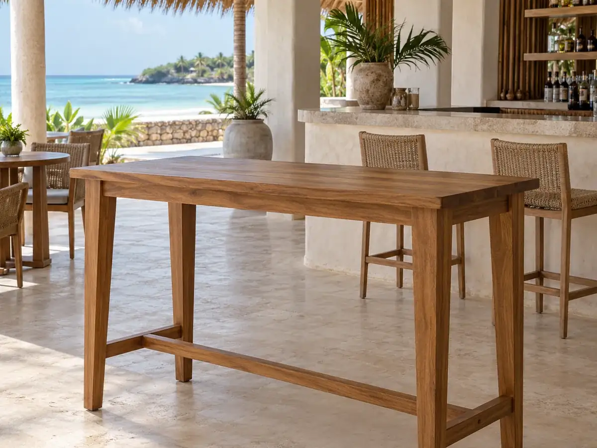 Tall wooden bar table