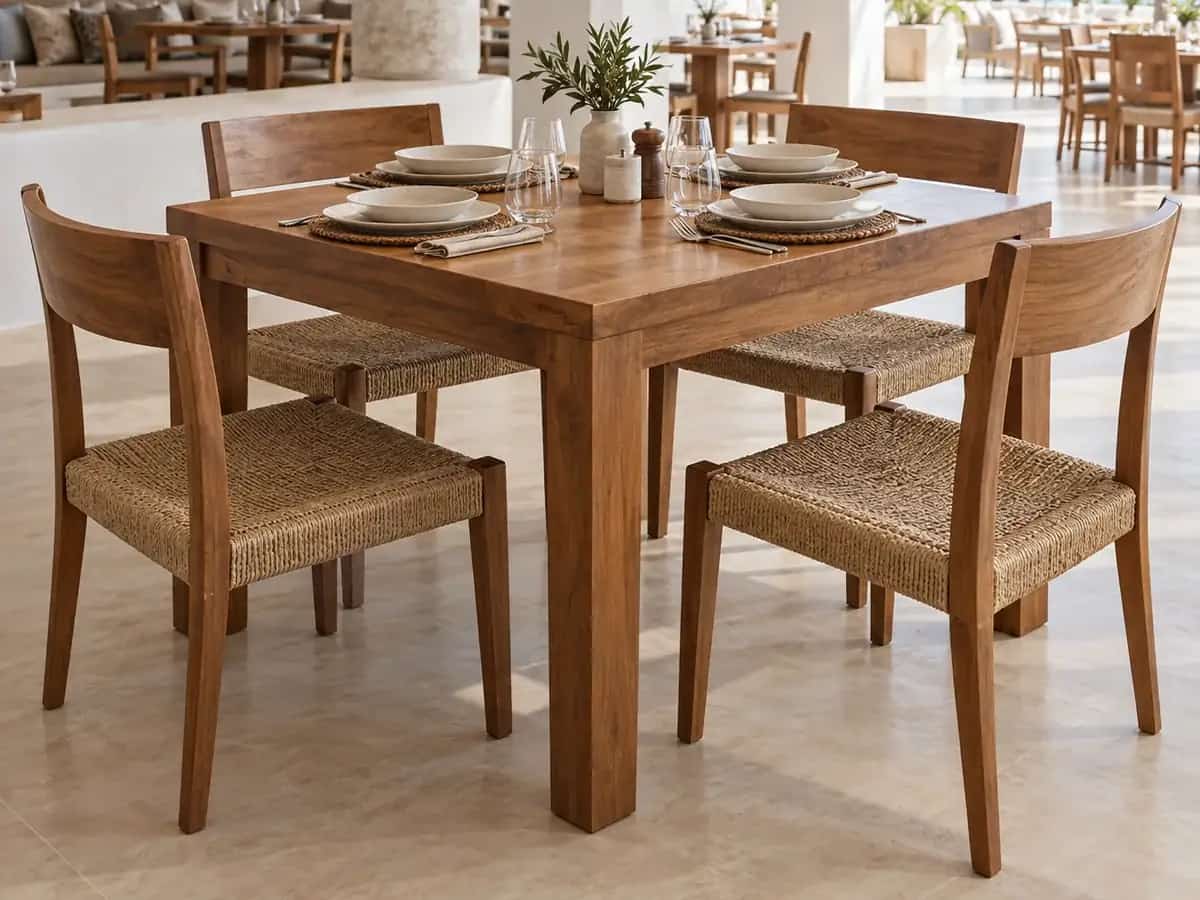 Wooden restaurant table designed for Zanzibar