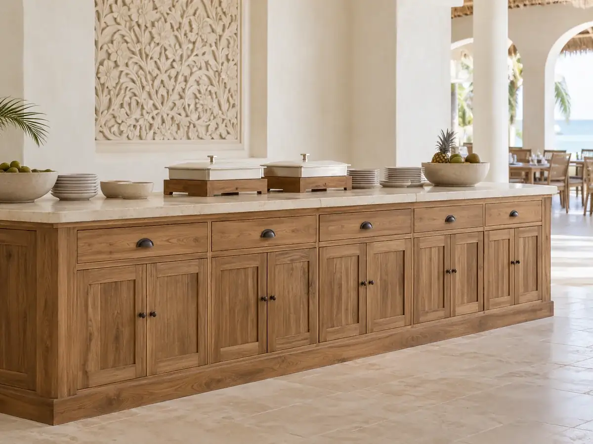 Wooden buffet counter