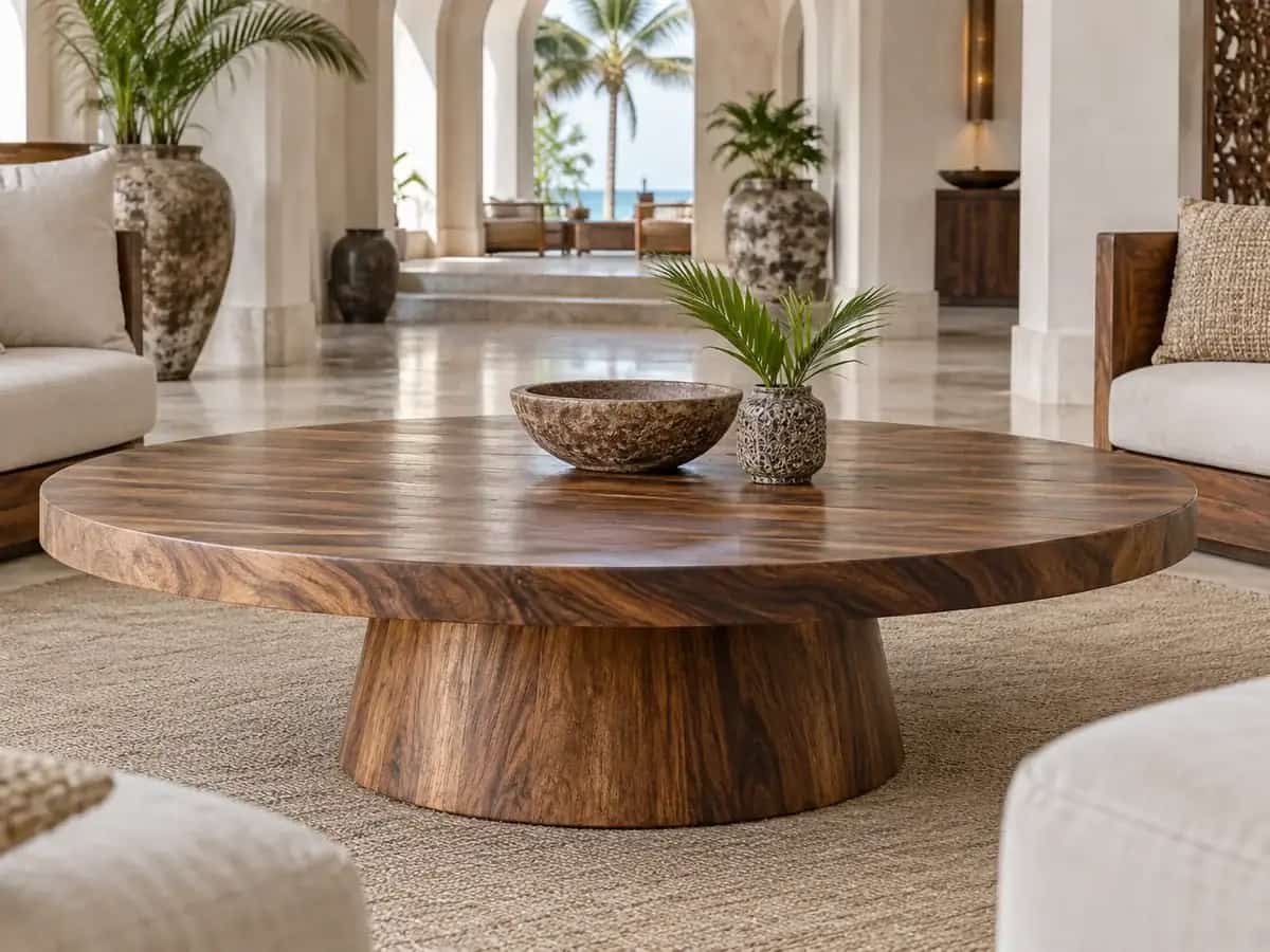 Wooden hotel lobby coffee table