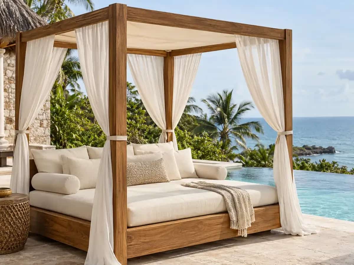 Luxury wooden resort daybed