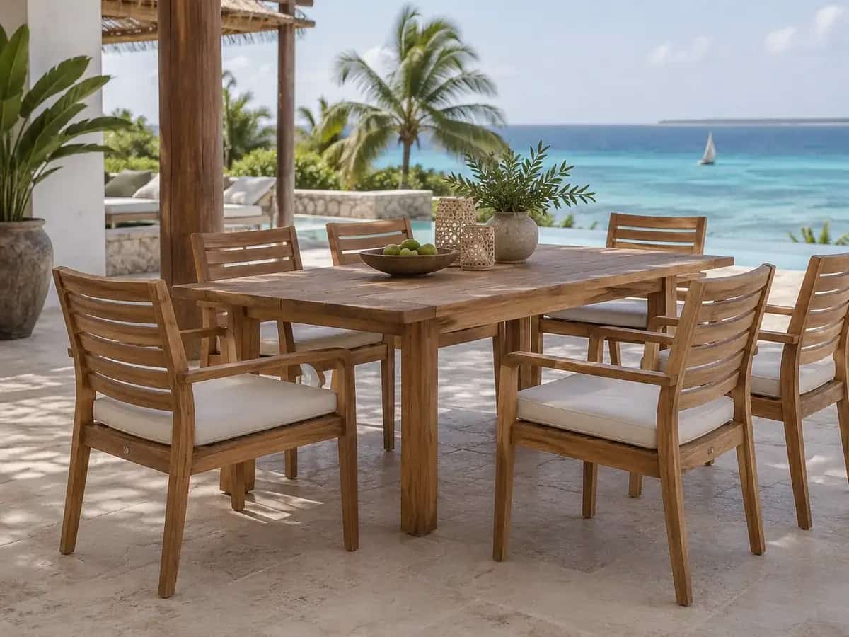 Outdoor wooden dining set