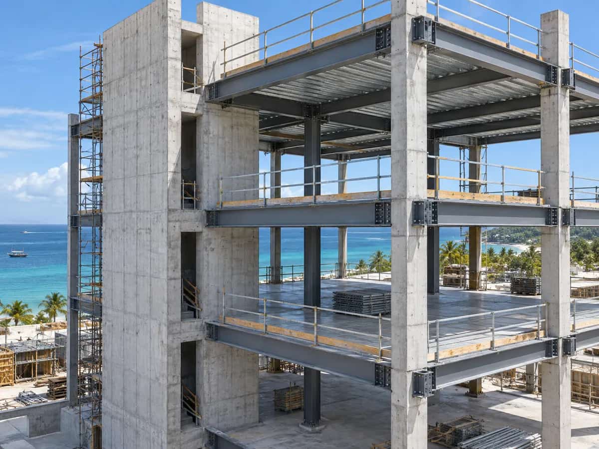 Hybrid concrete-steel structure