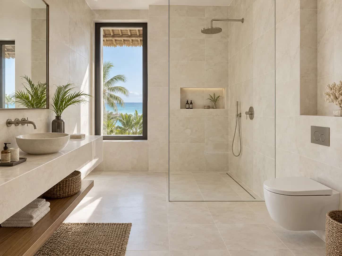 Completed luxury bathroom tiling
