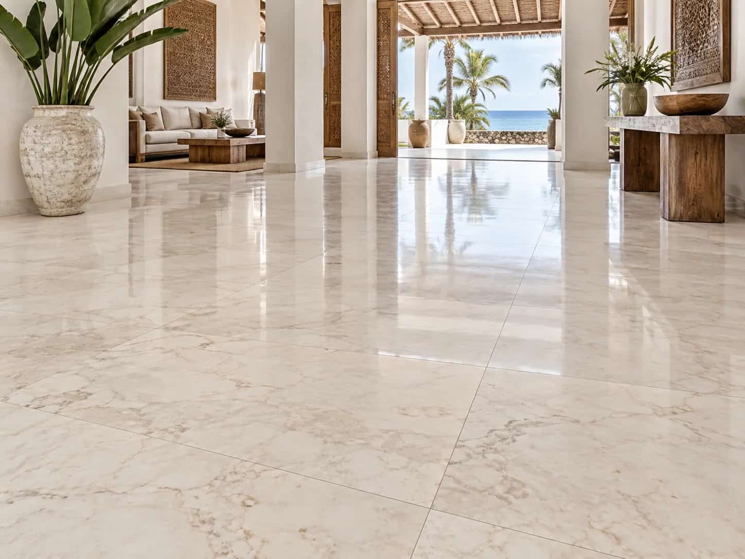 Completed marble and stone flooring