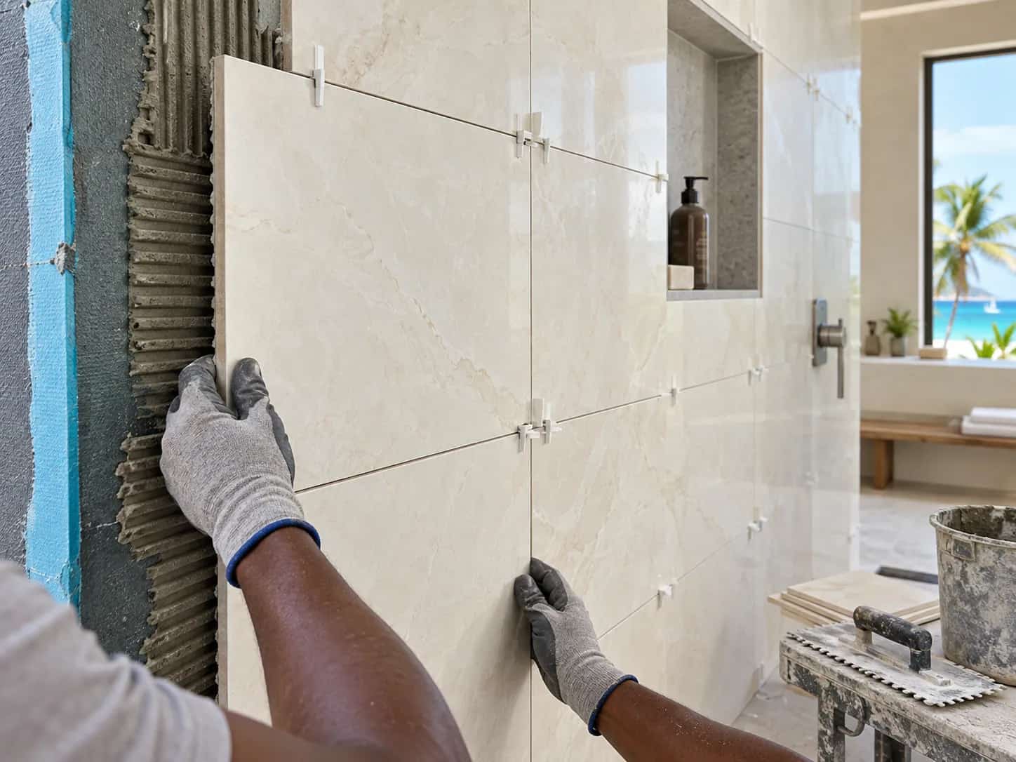 Wall tile installation