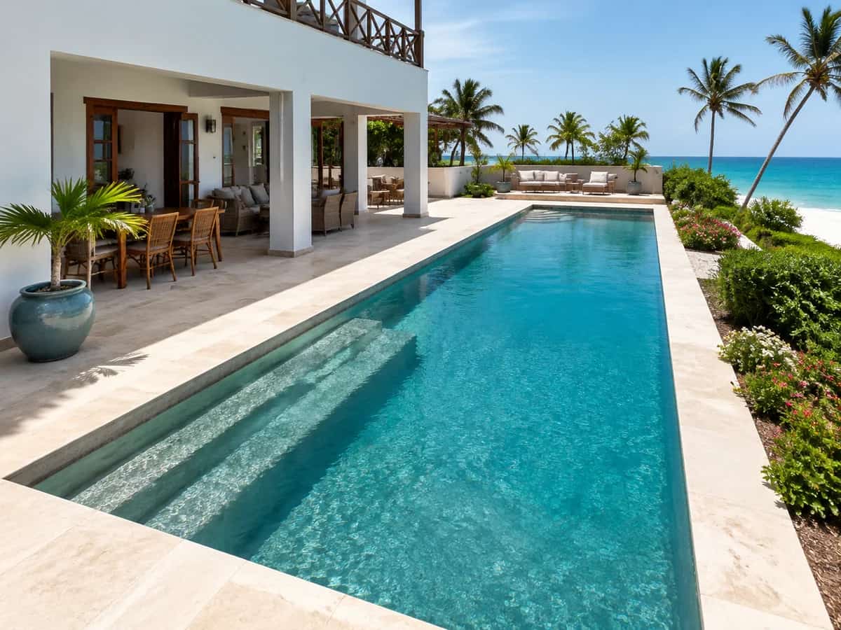 Deep-end concrete pool for resort