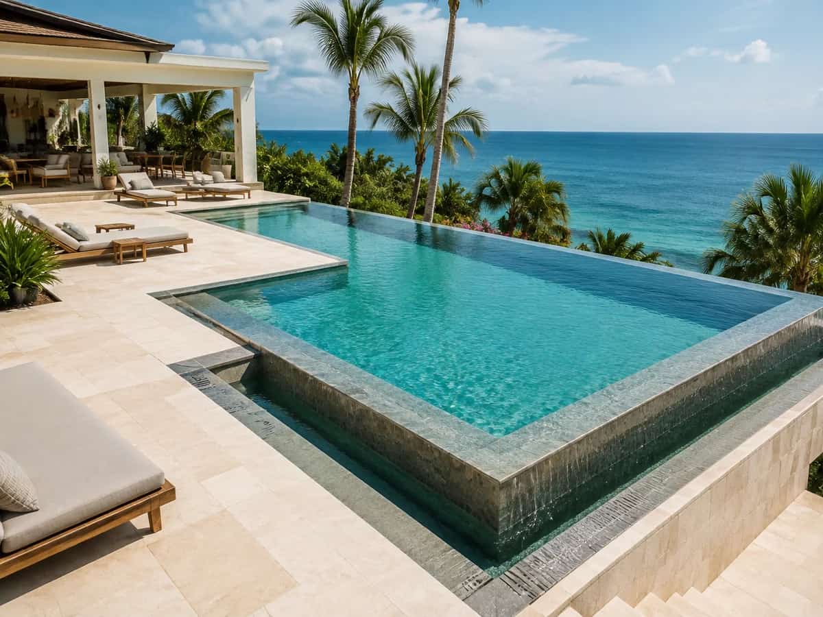 Double-edge infinity pool design