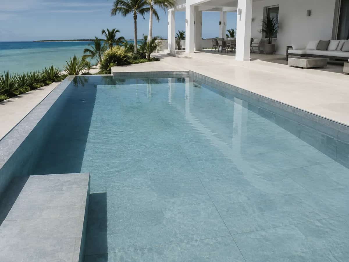 Large-format tile pool finish