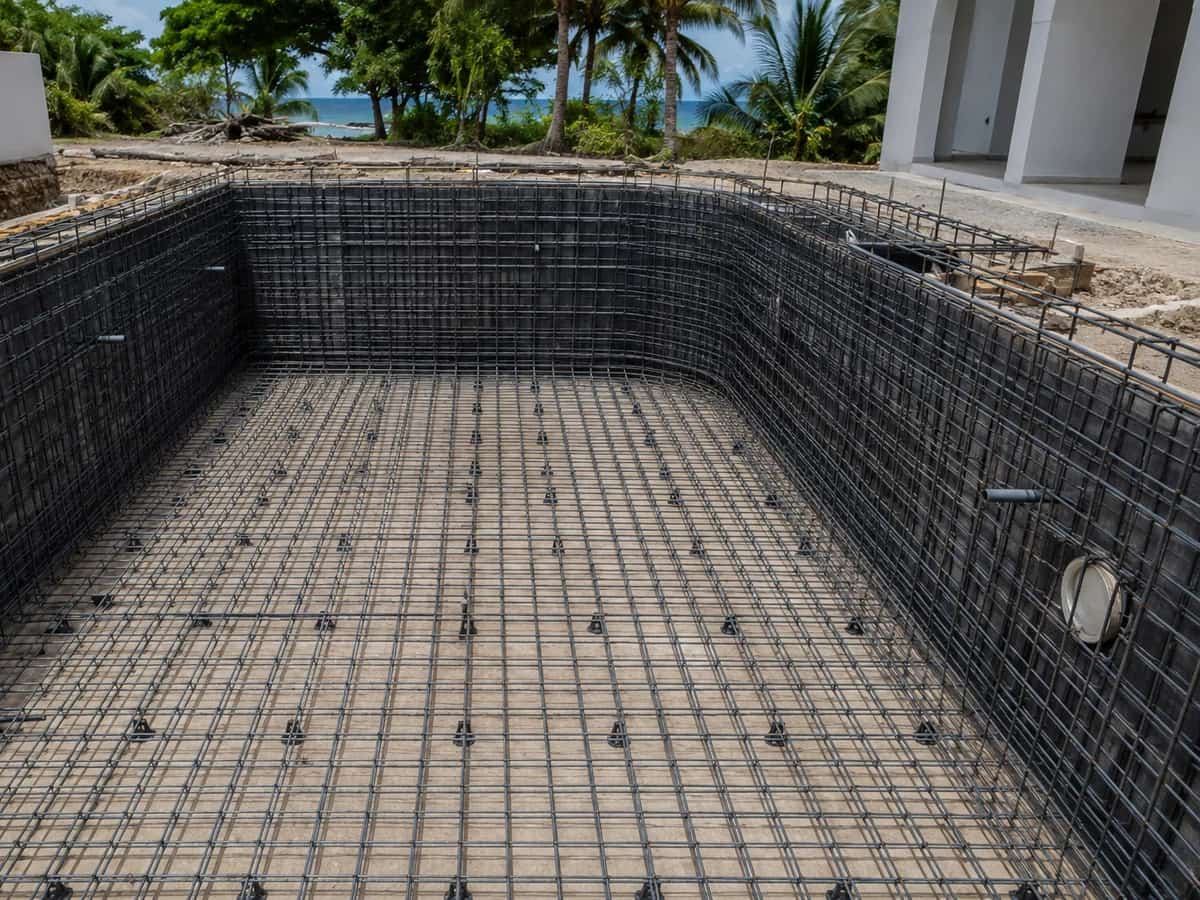Steel reinforcement for pool shell