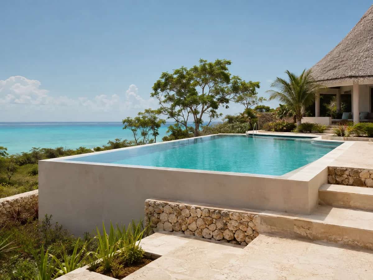 Raised concrete pool construction