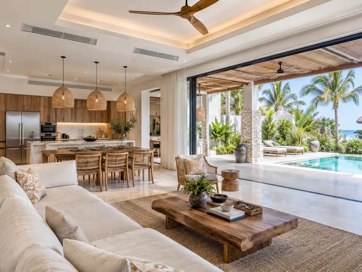 Completed turnkey Zanzibar villa interior and pool
