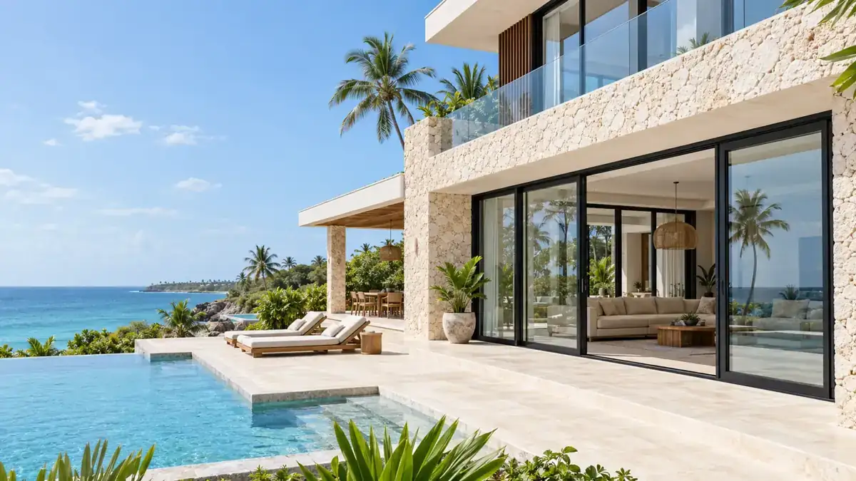 Modern aluminium windows and doors in a premium Zanzibar coastal property